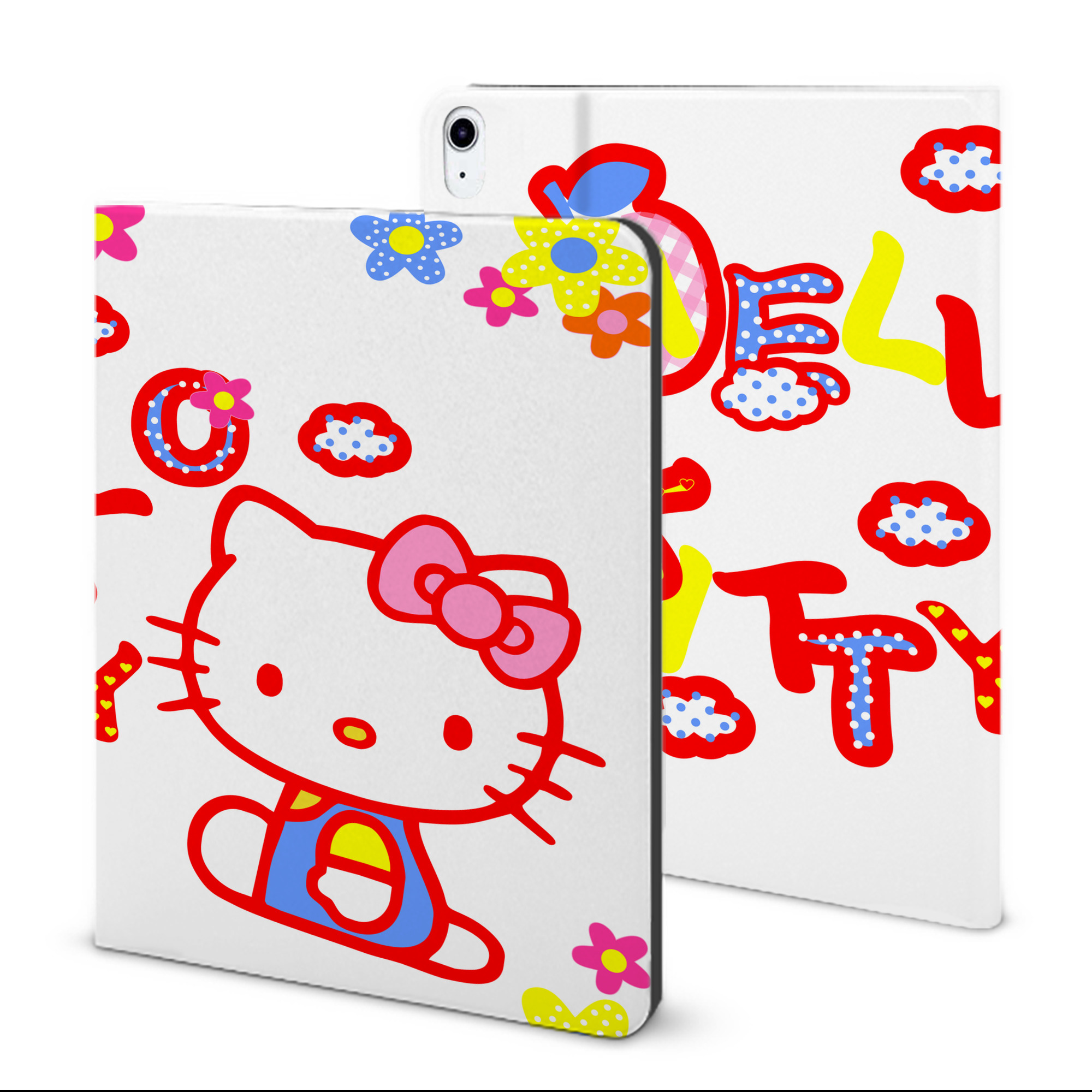 （画像用） Hello Kitty ハローキティ IPad ケース ブック型 PUレザー TPU 耐衝撃 軽量 薄型 ペン収納なし 全面保護 IPad 各モデル対応